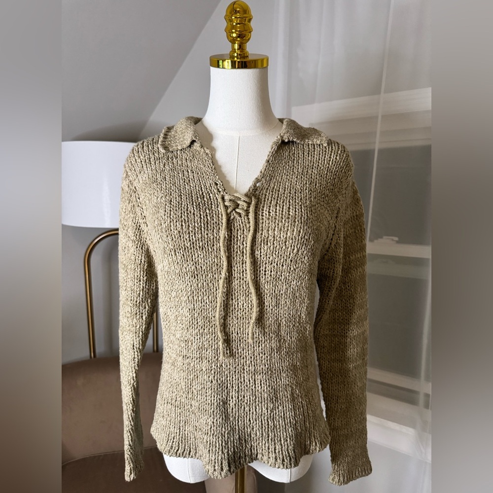 Vintage Unbranded | Chunky Knit Lace Up Sweater